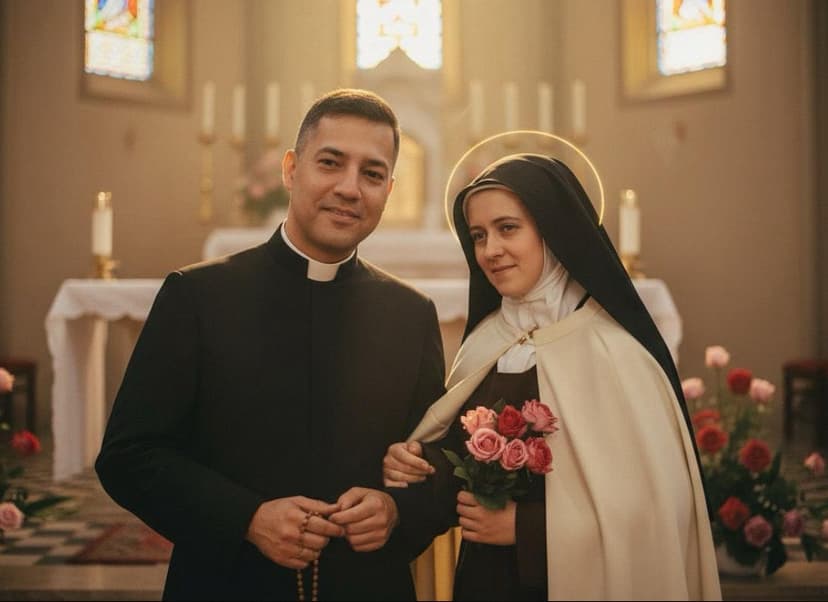 Padre César com Santa Teresinha
